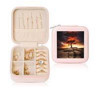 POEZJZW Petite boîte à bijoux de voyage carrée Thunder And Lightning - Organiseur de bijoux de voyage - Boîte à bijoux cadeau - Rose