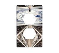 Poezjzw Phare avec beau motif nuage couvercle de prise de courant duplex plaque murale décorative plaque murale décorative taille 11,4 x 7,9 cm