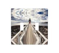 Poezjzw Phare avec beau motif nuage couvercle de prise de courant plaque murale décorative à double bascule, taille standard 11,4 x 11,4 cm