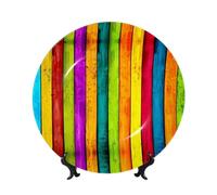 POEZJZW Plaque décorative en porcelaine anglaise avec motif de planche en bois coloré, lisse et non blessante pour les mains, œuvre d'art classique adaptée pour la maison et le bureau 17,8 cm