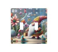 Poezjzw Plaque d'interrupteur à bascule décorative avec motif vieil homme avec barbe blanche dans le jardin, 2 interrupteurs à bascule, 11,4 x 11,4 cm