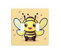 Poezjzw Plaque d'interrupteur décorative à 2 interrupteurs à bascule Motif abeille jaune 11,4 x 11,4 cm