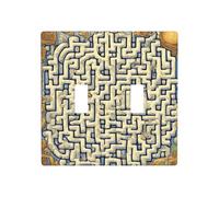 Poezjzw Plaque d'interrupteur décorative à 2 interrupteurs à bascule, motif carte au trésor labyrinthe 11,4 x 11,4 cm