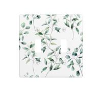 Poezjzw Plaque murale décorative à double bascule, motif brindilles de verdure blanche, taille standard 11,4 x 11,4 cm