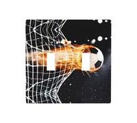 Poezjzw Plaque murale décorative à double bascule, motif feu de football, taille standard 11,4 x 11,4 cm