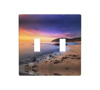Poezjzw Plaque murale décorative à double bascule, motif soleil la plage avec galets, taille standard 11,4 x 11,4 cm
