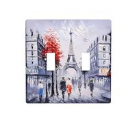 Poezjzw Plaque murale décorative à double bascule, motif tour Eiffel, motif Arbre, Paris, 11,4 x 11,4 cm