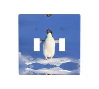 Poezjzw Plaque murale décorative avec motif pingouin mignon - Dimensions : 11,4 x 11,4 cm - Double interrupteur à bascule