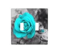 Poezjzw Plaque murale décorative avec motif rose bleue - Dimensions : 11,4 x 11,4 cm - Double interrupteur à bascule