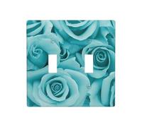 Poezjzw Plaque murale décorative avec motif rose turquoise - Dimensions : 11,4 x 11,4 cm - Double interrupteur à bascule