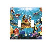 Poezjzw Plaque murale décorative colorée motif tortue de mer 11,4 x 11,4 cm, double interrupteur à bascule