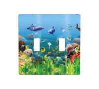 Poezjzw Plaque murale décorative motif monde marin - Dimensions : 11,4 x 11,4 cm - Double interrupteur à bascule