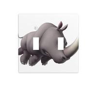 Poezjzw Plaque murale décorative motif rhinocéros en colère - Dimensions : 11,4 x 11,4 cm - Double interrupteur à bascule