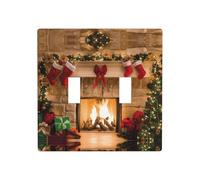 Poezjzw Plaque murale décorative pour cheminée de Noël - Dimensions : 11,4 x 11,4 cm - Double interrupteur à bascule