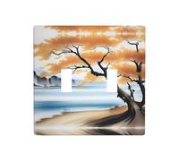 Poezjzw Plaque murale décorative pour interrupteur à 2 interrupteurs à bascule Motif arbre au bord de l'eau 4,5 x 11,4 cm