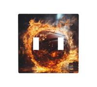 Poezjzw Plaque murale décorative pour interrupteur à bascule avec motif de flammes et éclaboussures de flamme - Motif basketball sur le feu et l'eau - 11,4 x 11,4 cm
