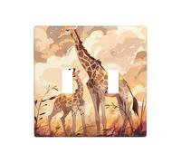 Poezjzw Plaque murale décorative pour interrupteur à bascule Motif girafe mère et enfant 4,5 x 11,4 cm