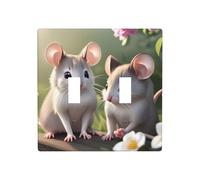 Poezjzw Plaque murale décorative pour interrupteur à bascule Motif souris amoureuse 4,5 x 11,4 cm