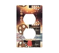 Poezjzw Plaque murale décorative pour interrupteur à motif de pop-corn et équipement de cinéma - Dimensions : 11,4 x 7,9 cm