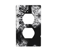 Poezjzw Plaque murale décorative pour interrupteur Motif couple Tigres Thème amour 11,4 x 7,9 cm