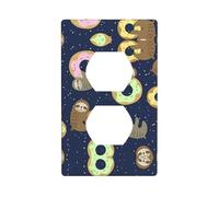 Poezjzw Plaque murale décorative pour interrupteur Motif paresseux avec beignets 11,4 x 7,9 cm