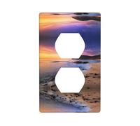Poezjzw Plaque murale décorative pour interrupteur Motif soleil la plage avec galets 11,4 x 7,9 cm