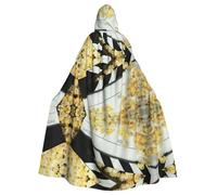 POEZJZW Poncho à capuche avec motif de clap de cinéma et pop-corn pour Halloween pour femme et homme