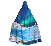 POEZJZW Poncho à capuche ours polaires aurore boréale d'Halloween pour femme et homme pour Halloween, déguisement, fête, cosplay
