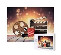 Poezjzw Popcorn And Film Equipment Puzzle Classique 500 Pièces Puzzle en Bois Décoration Maison Moderne Jeu intellectuel 38 x 52 cm
