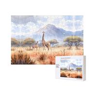 Poezjzw Puzzle classique africain Savane Girafe Adulte 300 pièces Puzzle en bois Décoration d'intérieur moderne Jeu intellectuel 40 x 28 cm