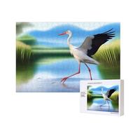 Poezjzw Puzzle classique cigognes dans l'eau 300 pièces en bois moderne décoration d'intérieur jeu intellectuel 28 x 40 cm