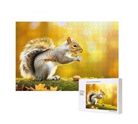 Poezjzw Puzzle classique en bois de 300 pièces - Écureuil mangeant des noyers - Jeu intellectuel moderne - 40 x 28 cm