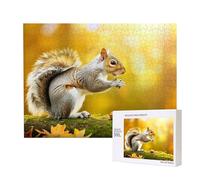 Poezjzw Puzzle classique en bois de 500 pièces - Écureuil mangeant des noyers - Jeu intellectuel moderne - 52 x 38 cm