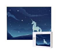 Poezjzw Puzzle classique licorne sous les étoiles 500 pièces en bois moderne décoration d'intérieur jeu intellectuel 38 x 52 cm