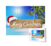Poezjzw Puzzle classique Merry Christmas 500 pièces en bois moderne décoration d'intérieur jeu intellectuel 38 x 52 cm