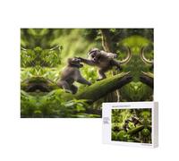 Poezjzw Puzzle de combat de singe pour adulte - Puzzle en bois de 300 pièces pour la famille et les amis - Décoration murale - 15,7 x 27,9 cm