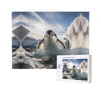 Poezjzw Puzzle de natation pingouin pour adulte 500 pièces puzzle en bois pour la famille ami décoration murale art mural 50,4 x 38,1 cm