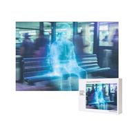 Poezjzw Puzzle fantôme dans le siège de la station pour adulte 300 pièces en bois pour la famille et les amis, décoration murale, art mural, 15,7 x 27,9 cm