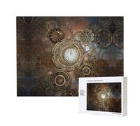 Poezjzw Puzzle horloge steampunk pour adulte 500 pièces puzzle en bois pour la famille ami décoration murale art mural 50,4 x 38,1 cm