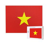 Poezjzw Puzzles en bois pour adulte - Drapeau vietnamien - 500 pièces - Décoration murale - 50 x 38 cm