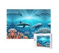 Poezjzw Puzzles pour adultes 300 pièces adaptés pour les loisirs en famille et l'amélioration des capacités manuelles Motif baleines sous la mer