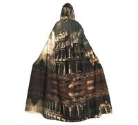 POEZJZW Remains Of The Roman Colisée Pattern Full Length Capuche Robe Cape Longue Cape Halloween Cosplay Costume Hoodies Cape Unisexe