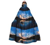 POEZJZW Robe de sorcière à capuche de Noël pour Halloween | Costume de pêche avec motif scénique pour Halloween, cosplay, cape unisexe pour fête, bal masqué