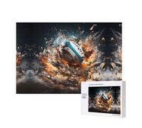 Poezjzw Rugby On Fire Puzzle Classique Adulte 300 Pièces Puzzle en Bois Moderne Décor Intérieur Jeu intellectuel 40 x 28 cm