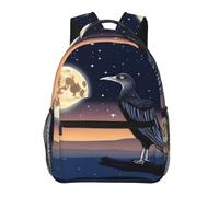 POEZJZW Sac à dos géant pour ordinateur portable Motif oiseau lune Pour infirmière Sac à dos élégant Sac de voyage décontracté