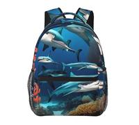 POEZJZW Sac à dos pour ordinateur portable motif requin sous-marin corail pour sac à dos tendance pour infirmière sacs de voyage élégants sacs de jour décontractés