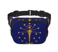 Poezjzw Sac banane de voyage avec drapeau de l'État de l'Indiana - Convient pour la course à pied, le cyclisme et les aventures en plein air - Pour ranger des téléphones portables et, noir, One Size