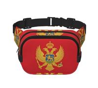 Poezjzw Sac banane de voyage avec drapeau du Monténégro, idéal pour la course à pied, le cyclisme et les aventures en plein air, pour ranger des téléphones portables et des cartes de crédit, noir, One