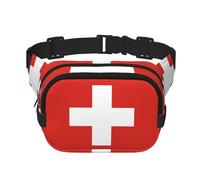 Poezjzw Sac banane de voyage avec drapeau suisse pour la course à pied, le cyclisme et les aventures en plein air, pour ranger des téléphones portables et des cartes de crédit, noir, One Size