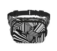 Poezjzw Sac banane de voyage avec lignes géométriques noires et blanches - Convient pour la course à pied, le cyclisme et les aventures en plein air - Pour ranger des téléphones portables et des